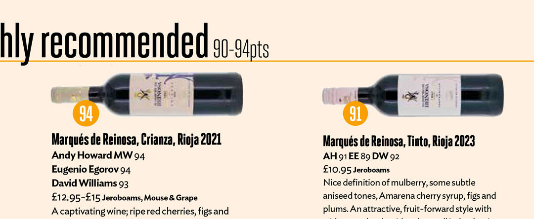 Decanter destaca al Marqués de Reinosa Crianza 2021 y al Marqués de Reinosa tinto 2023 en su selección de tempranillos de España